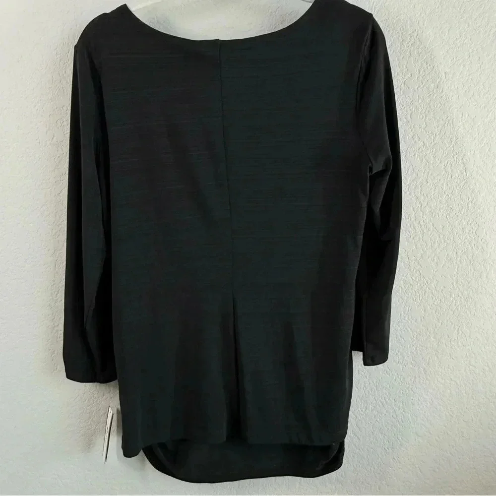 Ab Studio Women’s Black 3/4 Sleeve Beaded Scoop Neck Office Casual Top Xl Nwt — image 4 of 8